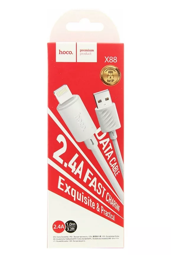 Кабель HOCO X88 (iPhone) 1 м. белый Кабель HOCO X88 (iPhone) 1 м. белый