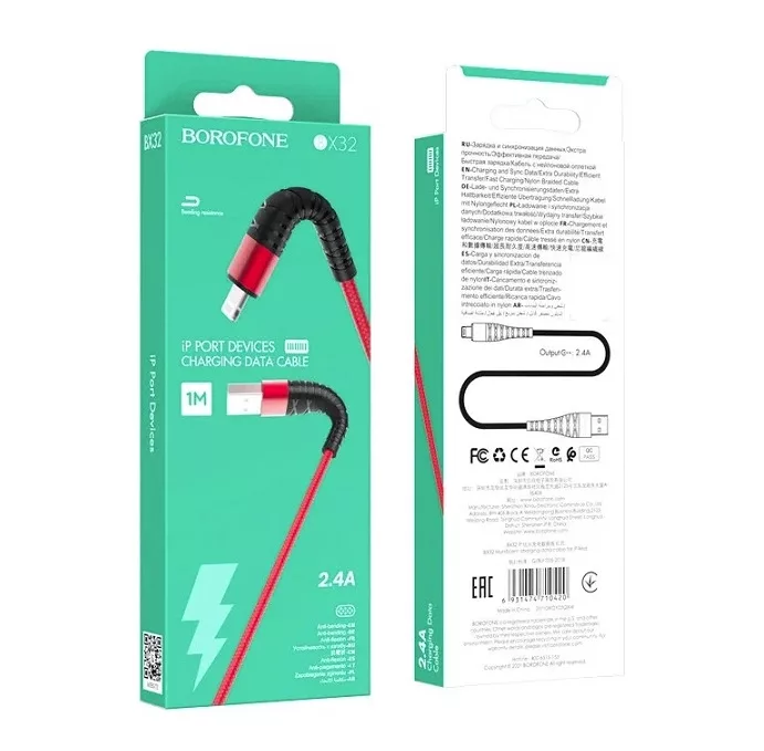 Кабель BOROFONE BX32 Manificent IPhone 1 м. красный Кабель BOROFONE BX32 Manificent IPhone 1 м. красный