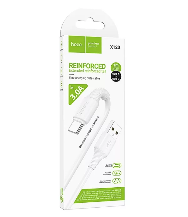 Кабель HOCO X120 3A TYPE-C 1 м. белый Кабель HOCO X120 3A TYPE-C 1 м. белый