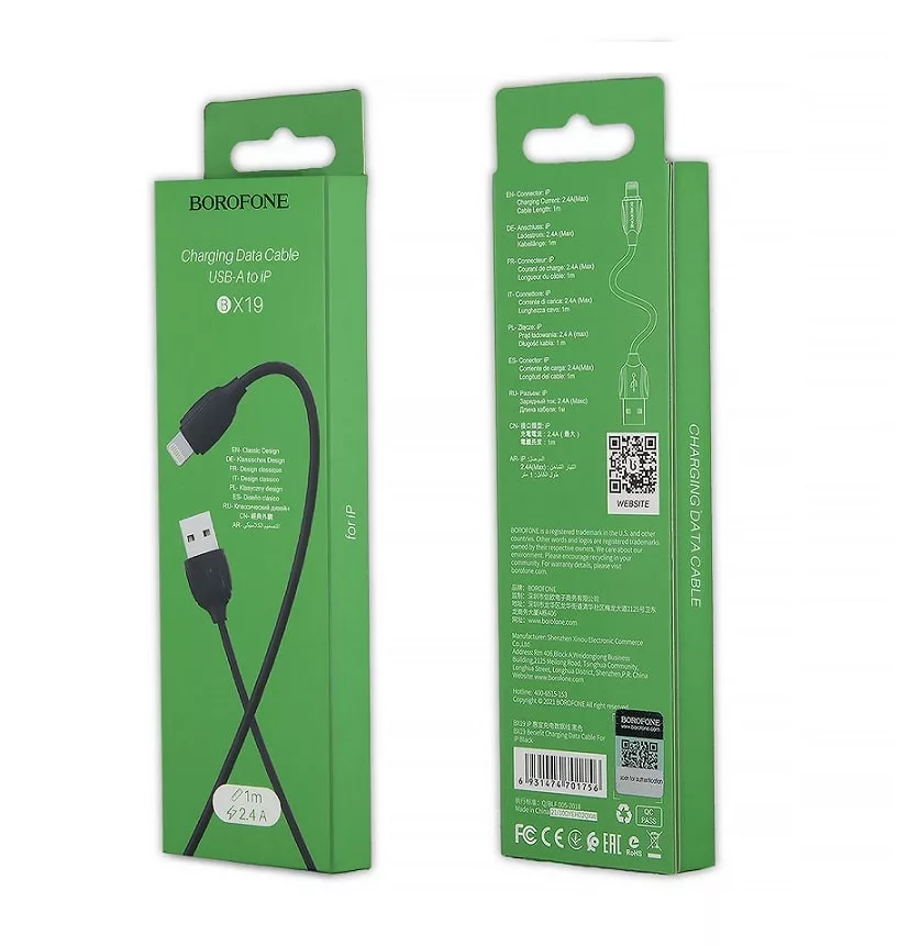 Кабель BOROFONE BX19 Micro 1 м. черный Кабель BOROFONE BX19 Micro 1 м. черный