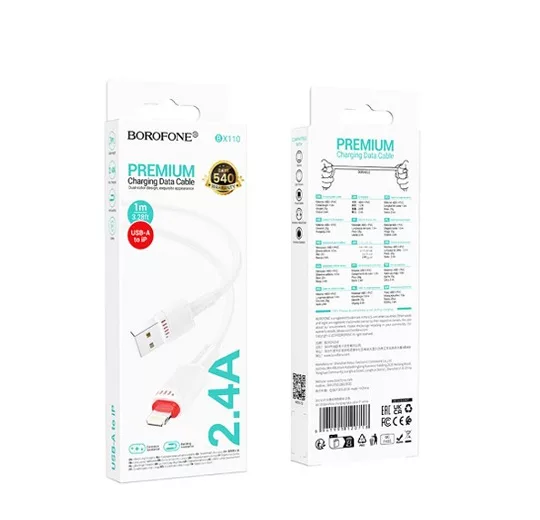 Кабель BOROFONE BX110 IPhone 1 м. белый Кабель BOROFONE BX110 IPhone 1 м. белый